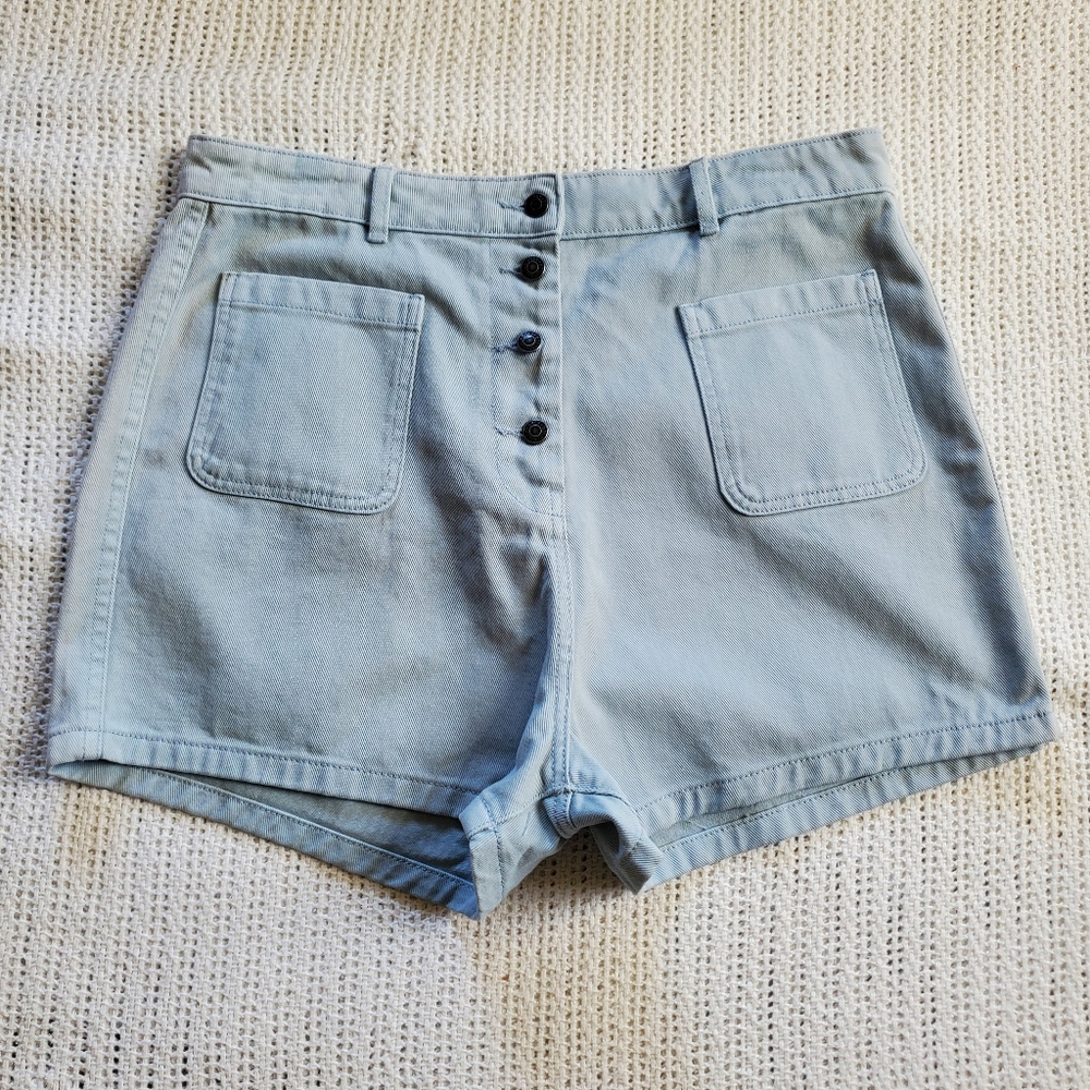 OBEY Riviera High Waist Jean Denim Shorts Women's 31 Organic Cotton 34" Waist